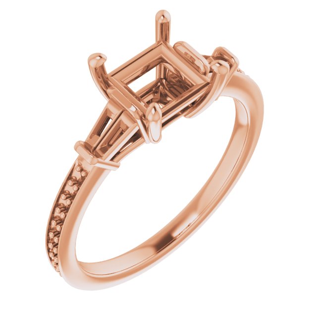 Baguette Accented Engagement Ring
