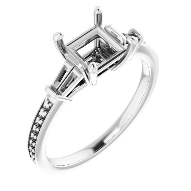 Baguette Accented Engagement Ring