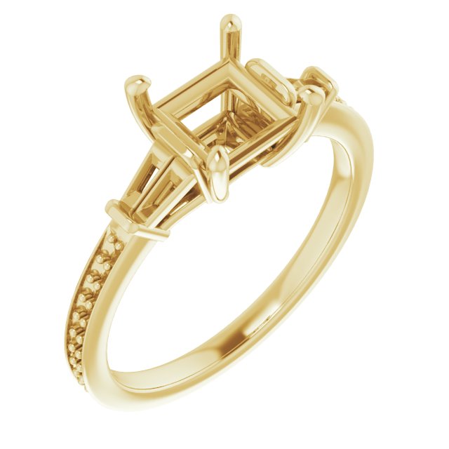 Baguette Accented Engagement Ring