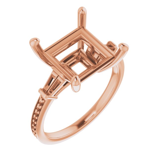 Baguette Accented Engagement Ring