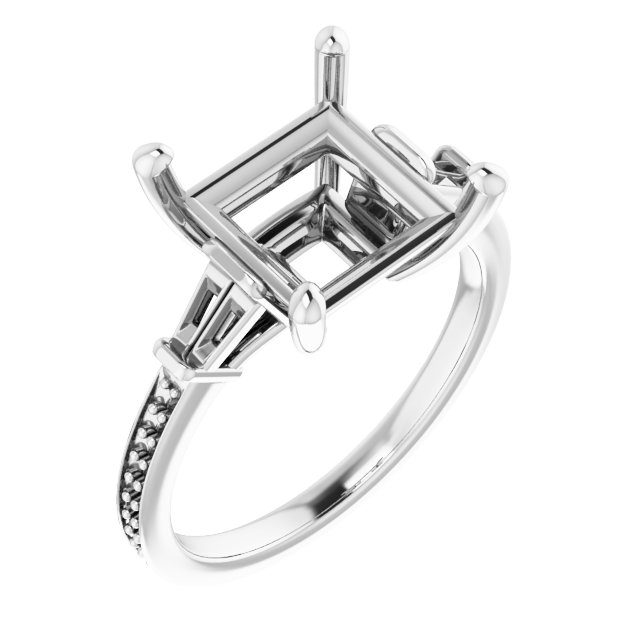 Baguette Accented Engagement Ring