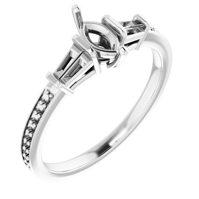 Baguette Accented Engagement Ring