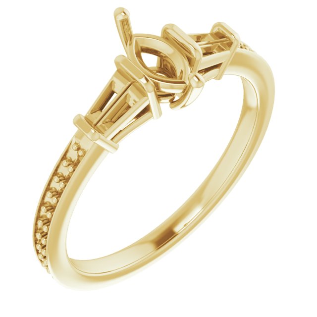 Baguette Accented Engagement Ring