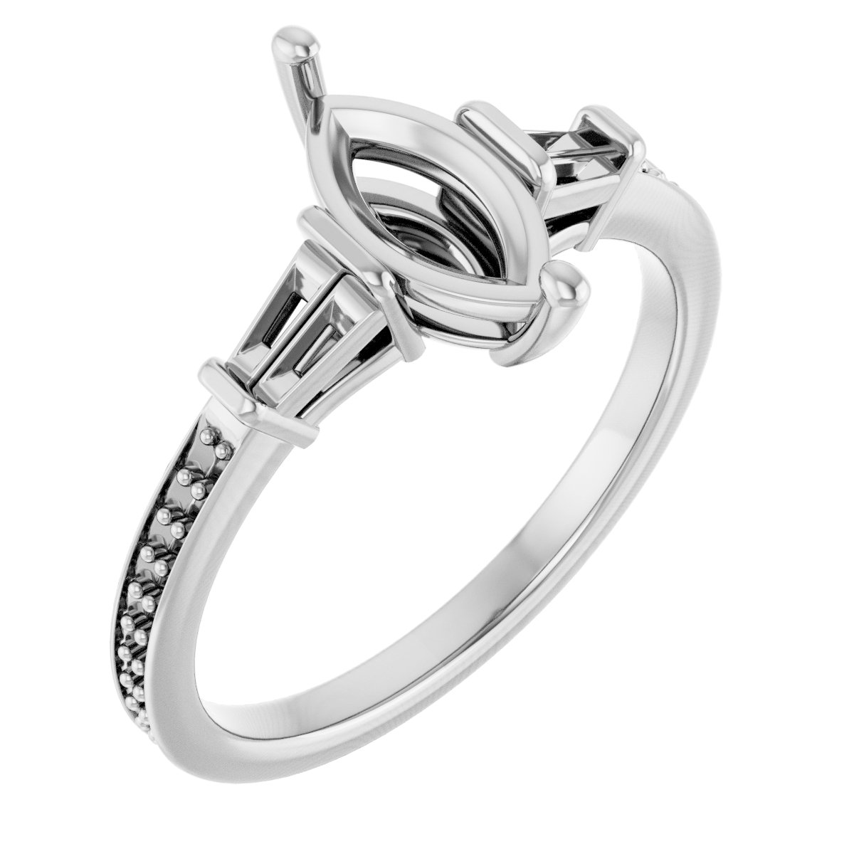Baguette Accented Engagement Ring