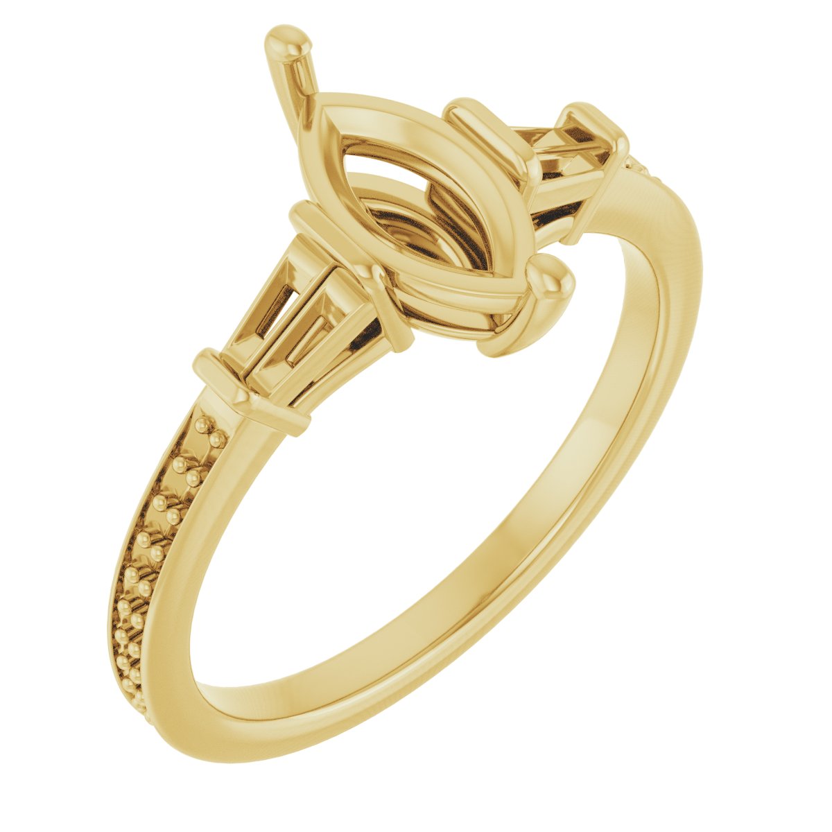 Baguette Accented Engagement Ring