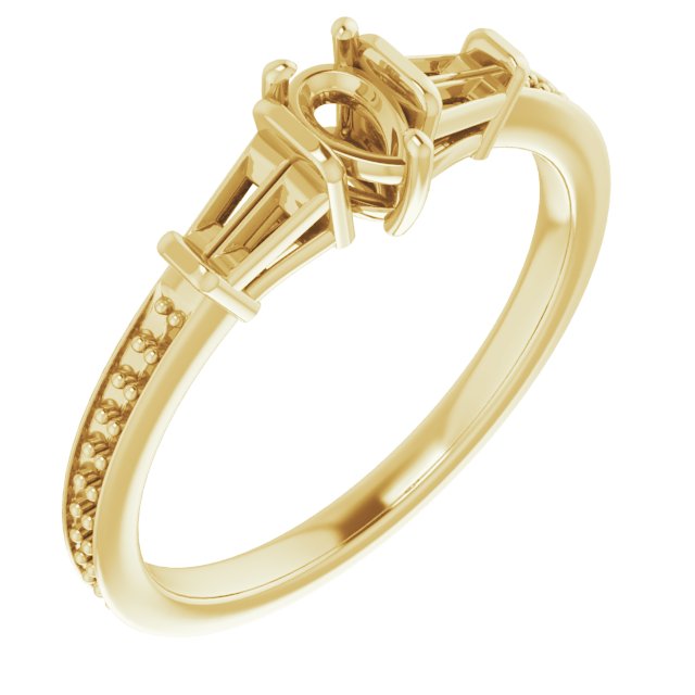 Baguette Accented Engagement Ring