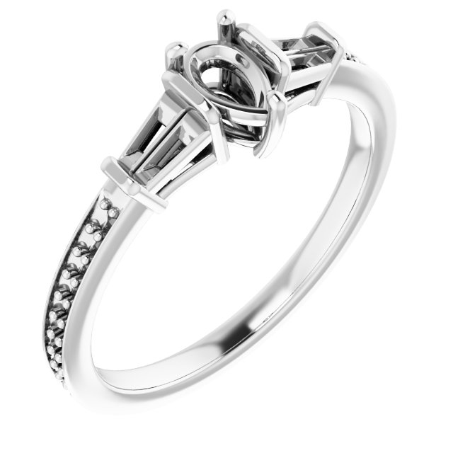Baguette Accented Engagement Ring