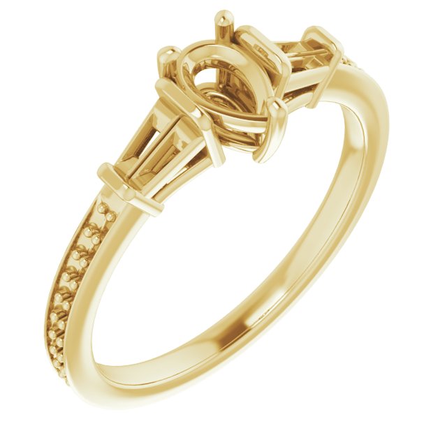 Baguette Accented Engagement Ring