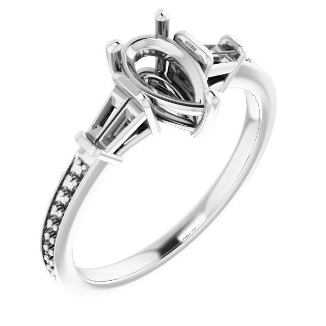 Baguette Accented Engagement Ring