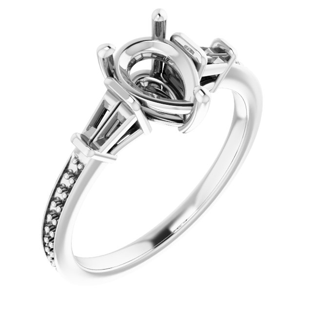 Baguette Accented Engagement Ring