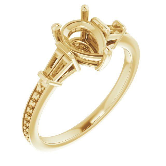 Baguette Accented Engagement Ring