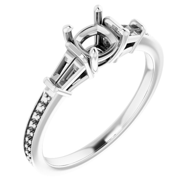 Baguette Accented Engagement Ring