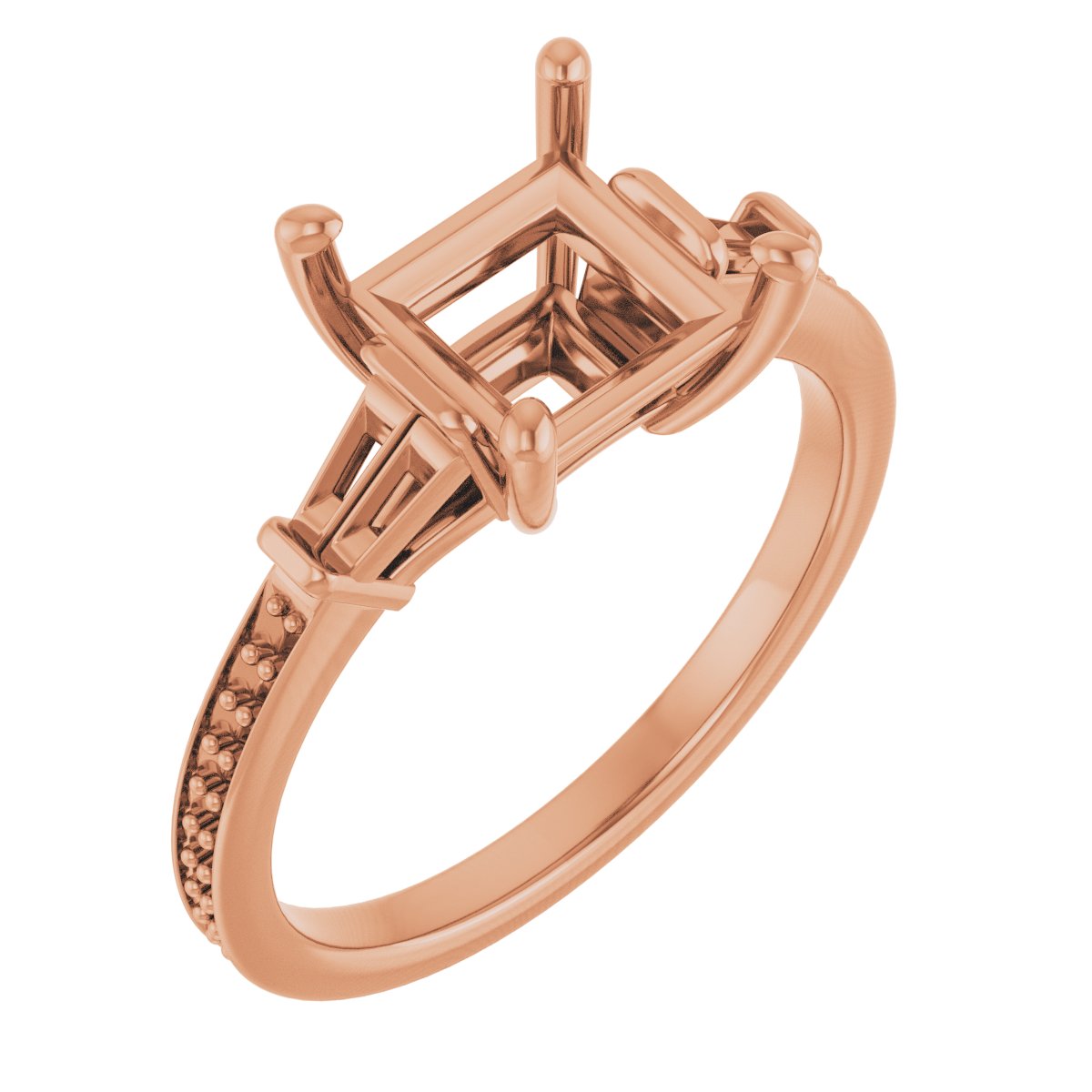 Baguette Accented Engagement Ring