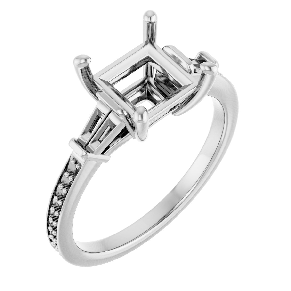 Baguette Accented Engagement Ring