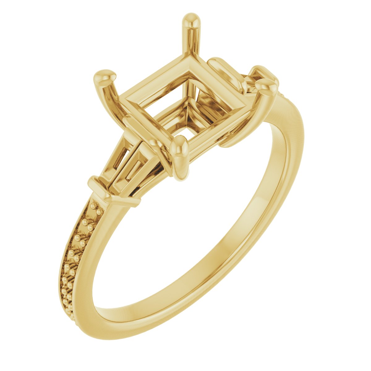 Baguette Accented Engagement Ring