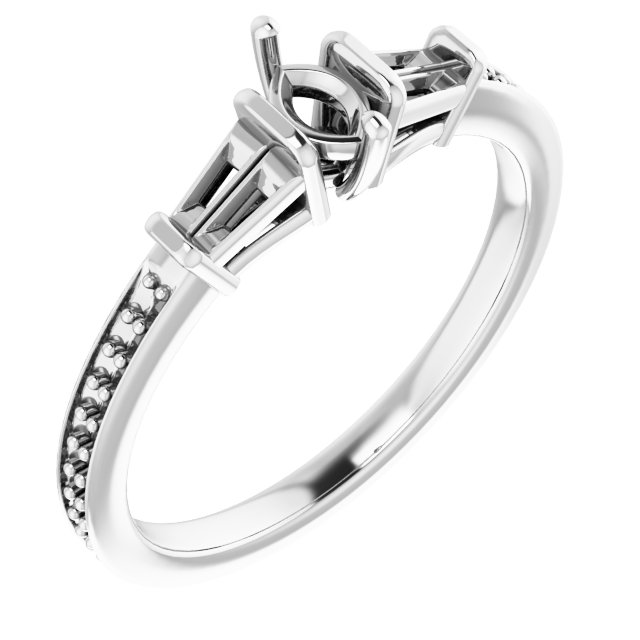 Baguette Accented Engagement Ring