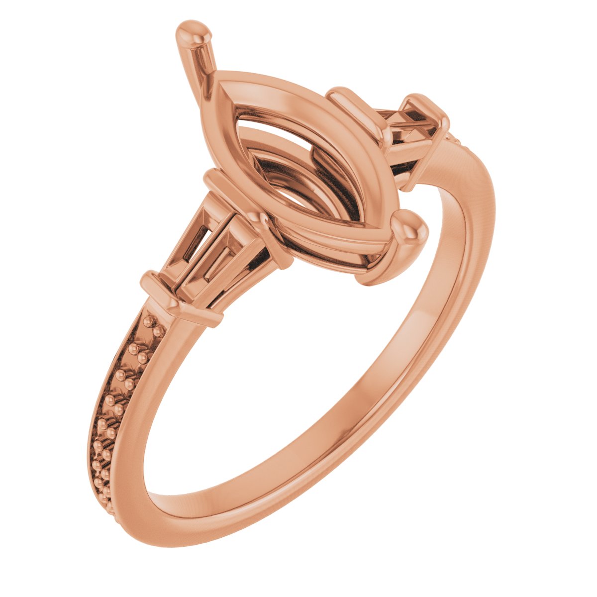 Baguette Accented Engagement Ring