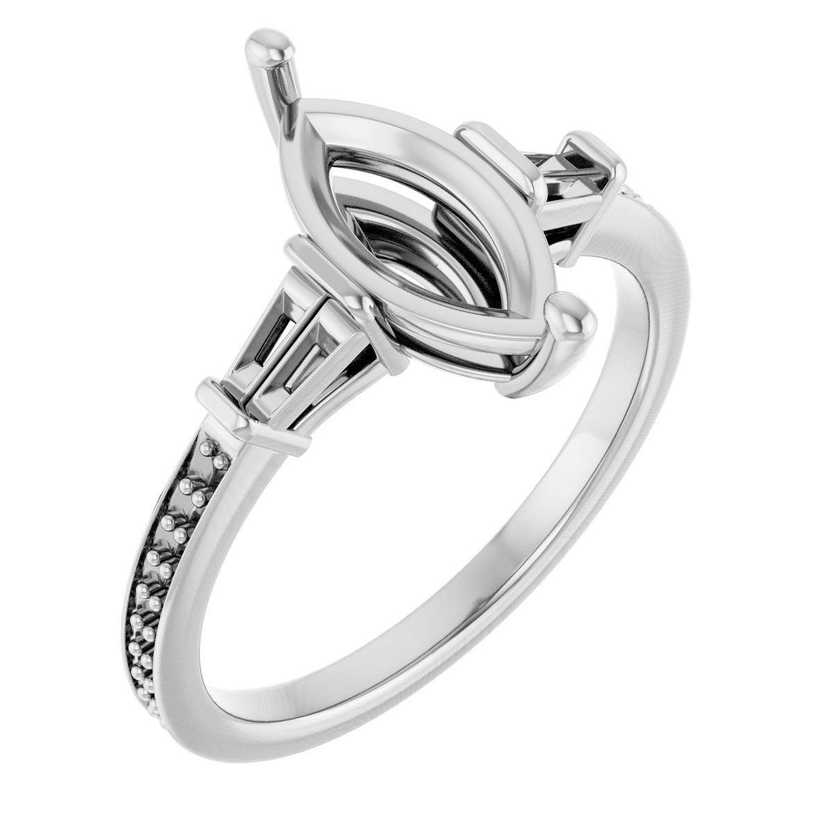 Baguette Accented Engagement Ring