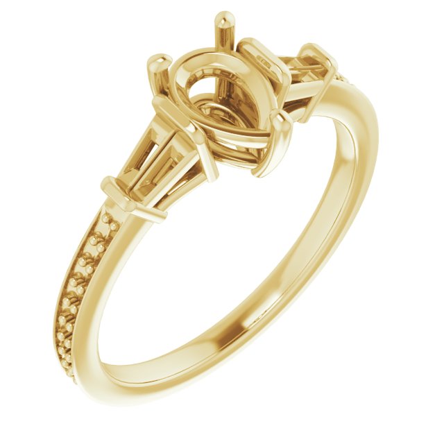 Baguette Accented Engagement Ring
