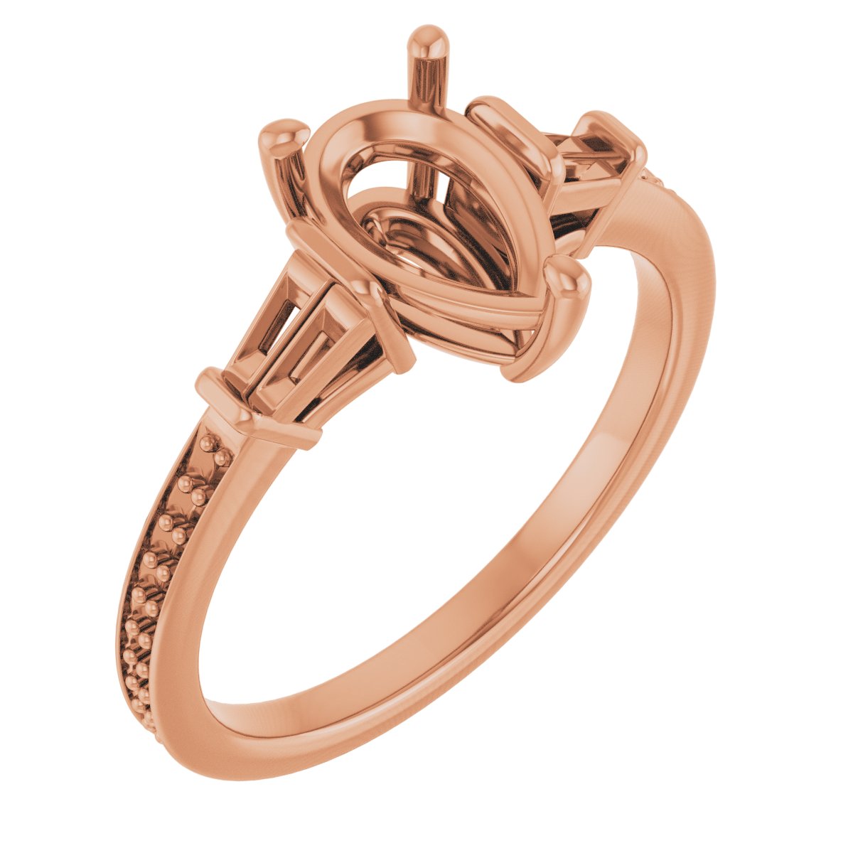 Baguette Accented Engagement Ring