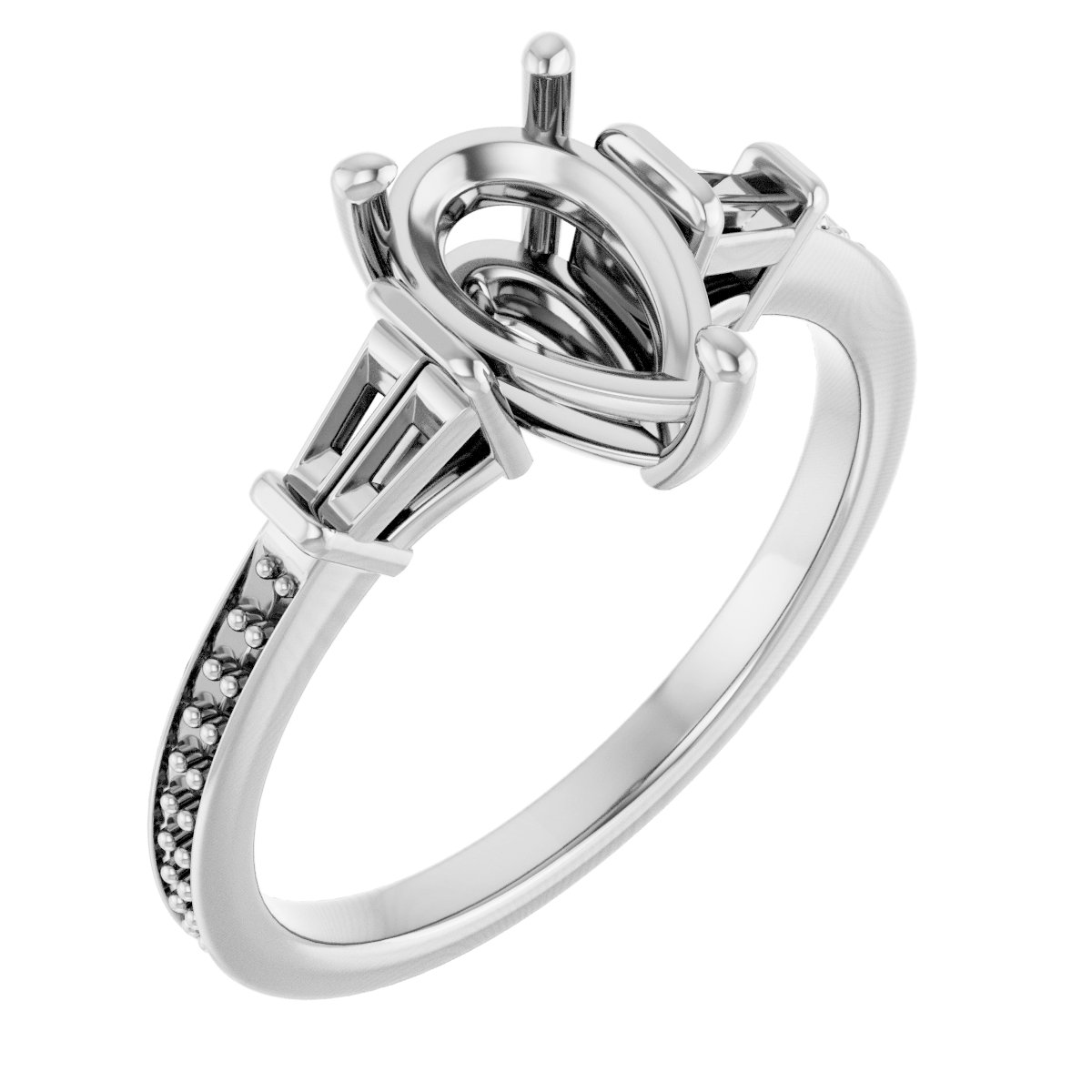 Baguette Accented Engagement Ring