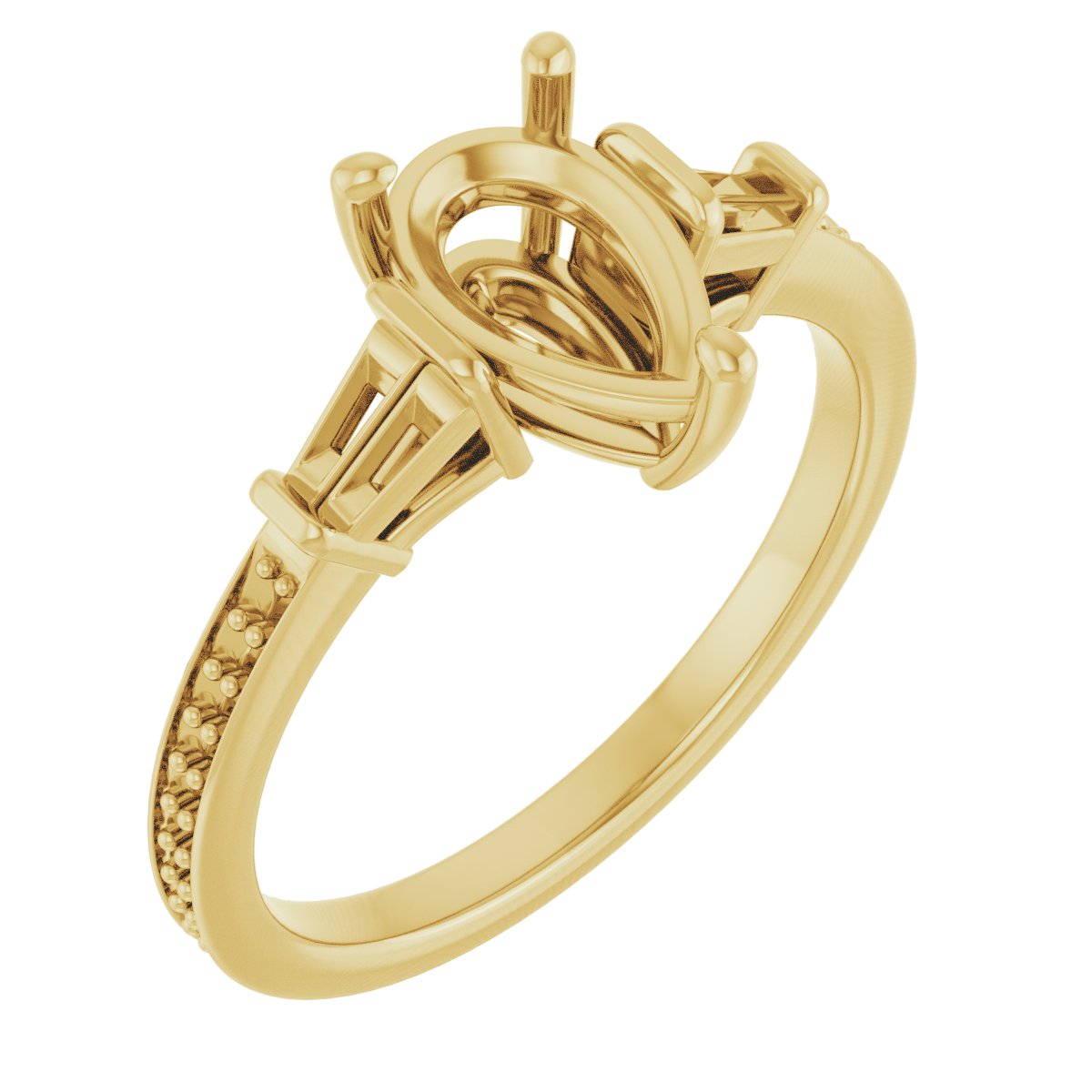 Baguette Accented Engagement Ring