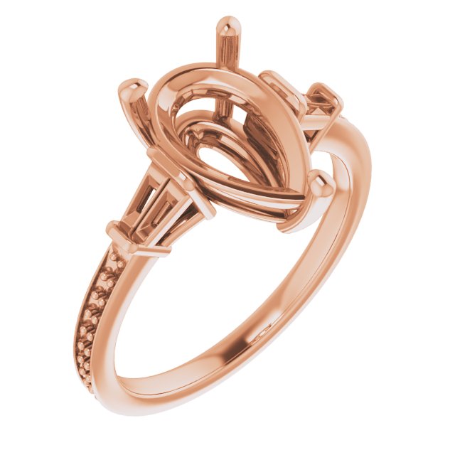 Baguette Accented Engagement Ring