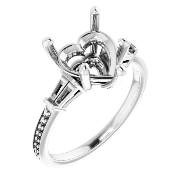 Baguette Accented Engagement Ring