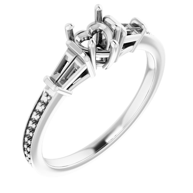 Baguette Accented Engagement Ring