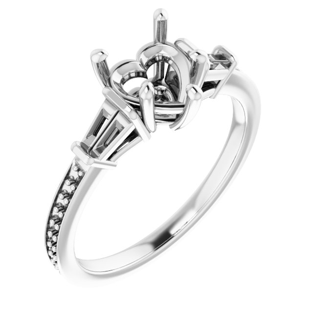 Baguette Accented Engagement Ring