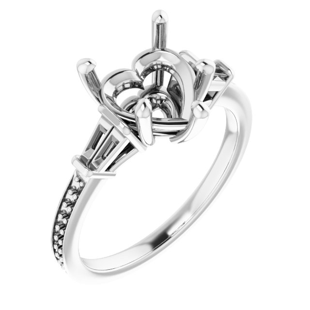 Baguette Accented Engagement Ring