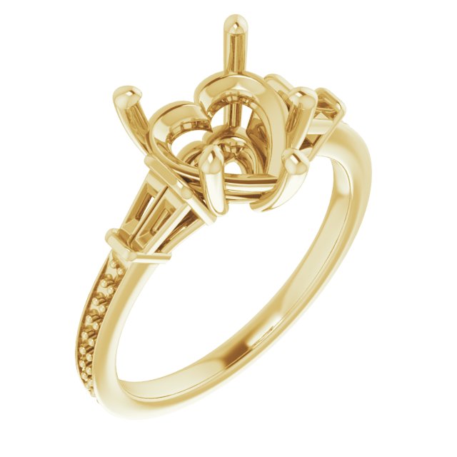 Baguette Accented Engagement Ring