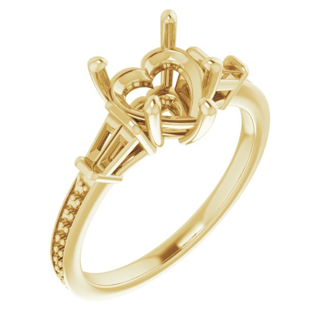 Baguette Accented Engagement Ring
