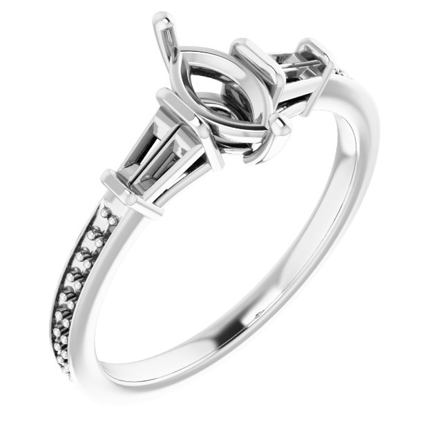 Baguette Accented Engagement Ring