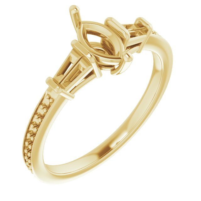 Baguette Accented Engagement Ring