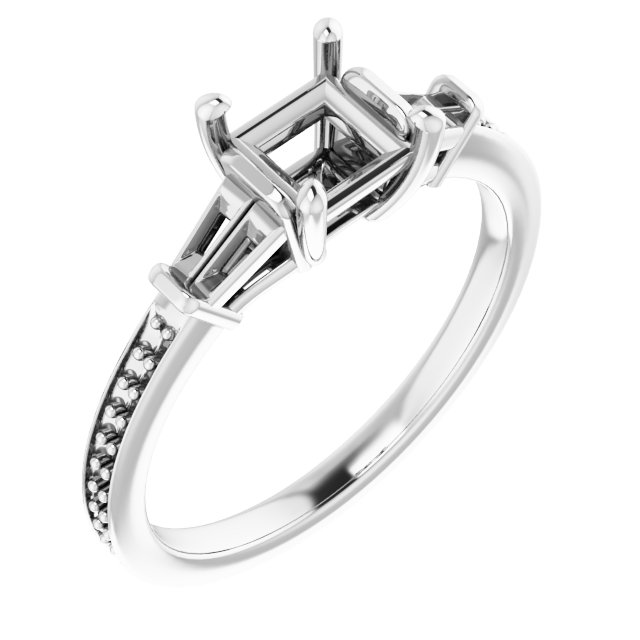 Baguette Accented Engagement Ring