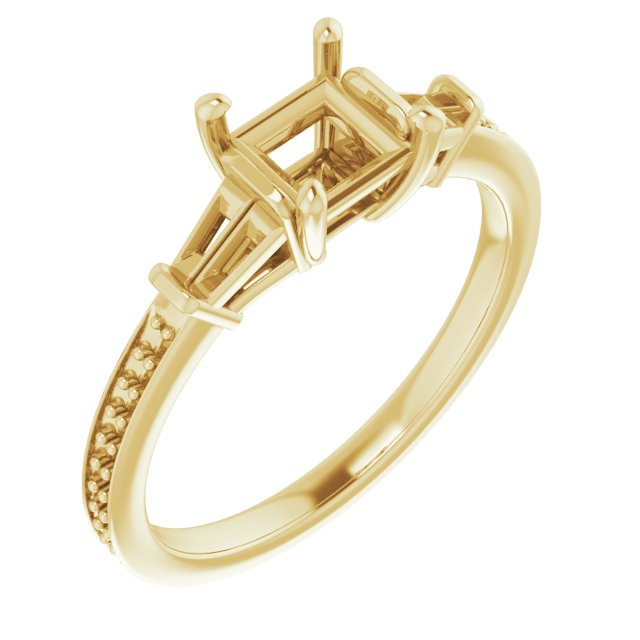 Baguette Accented Engagement Ring