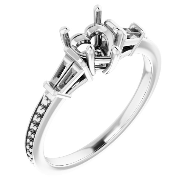 Baguette Accented Engagement Ring