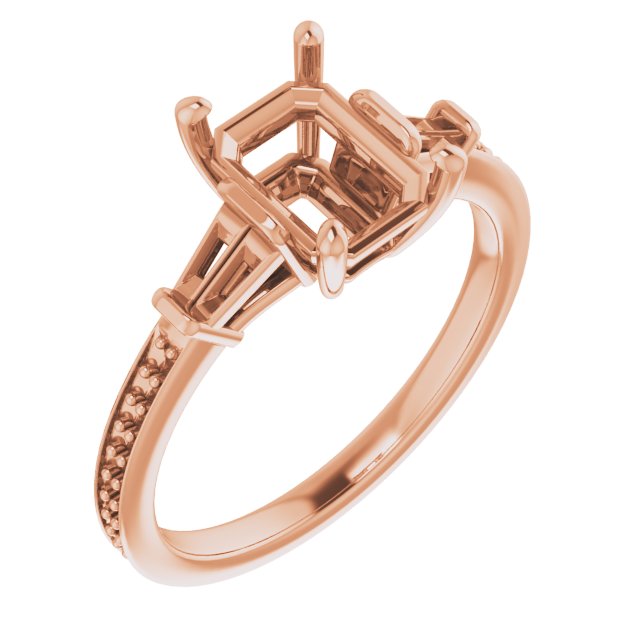 Baguette Accented Engagement Ring