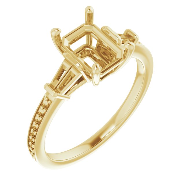 Baguette Accented Engagement Ring