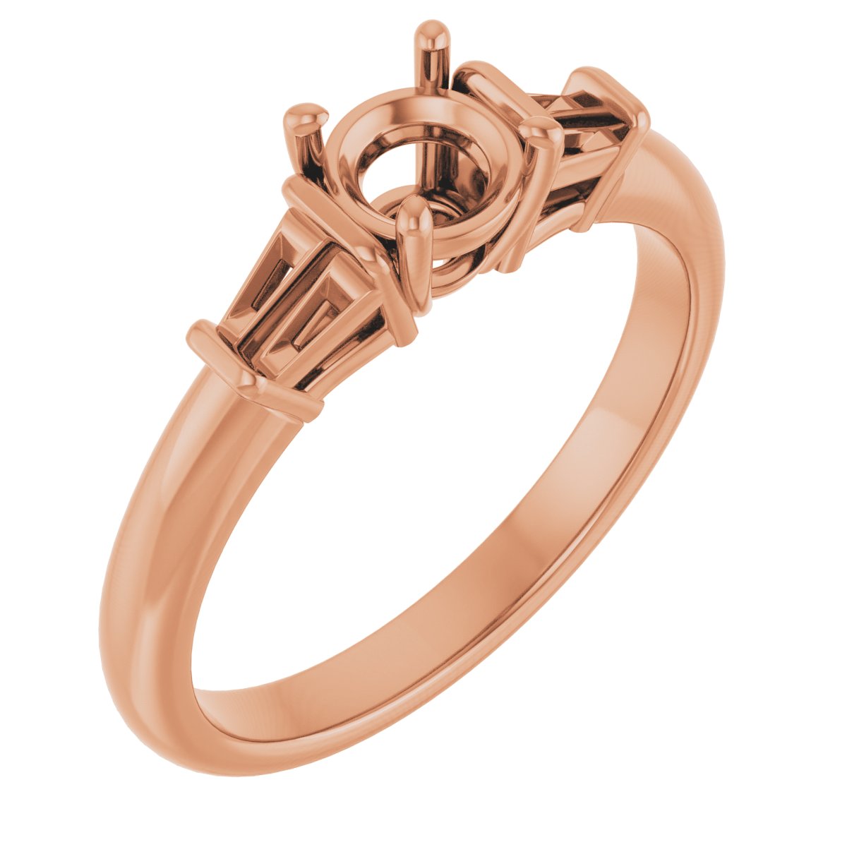 Baguette Accented Engagement Ring