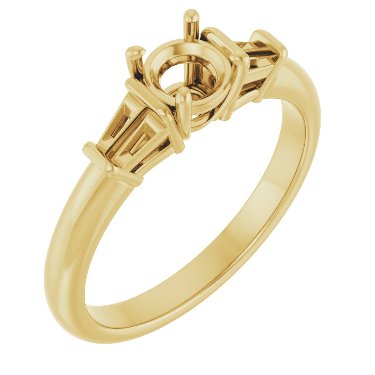 Baguette Accented Engagement Ring