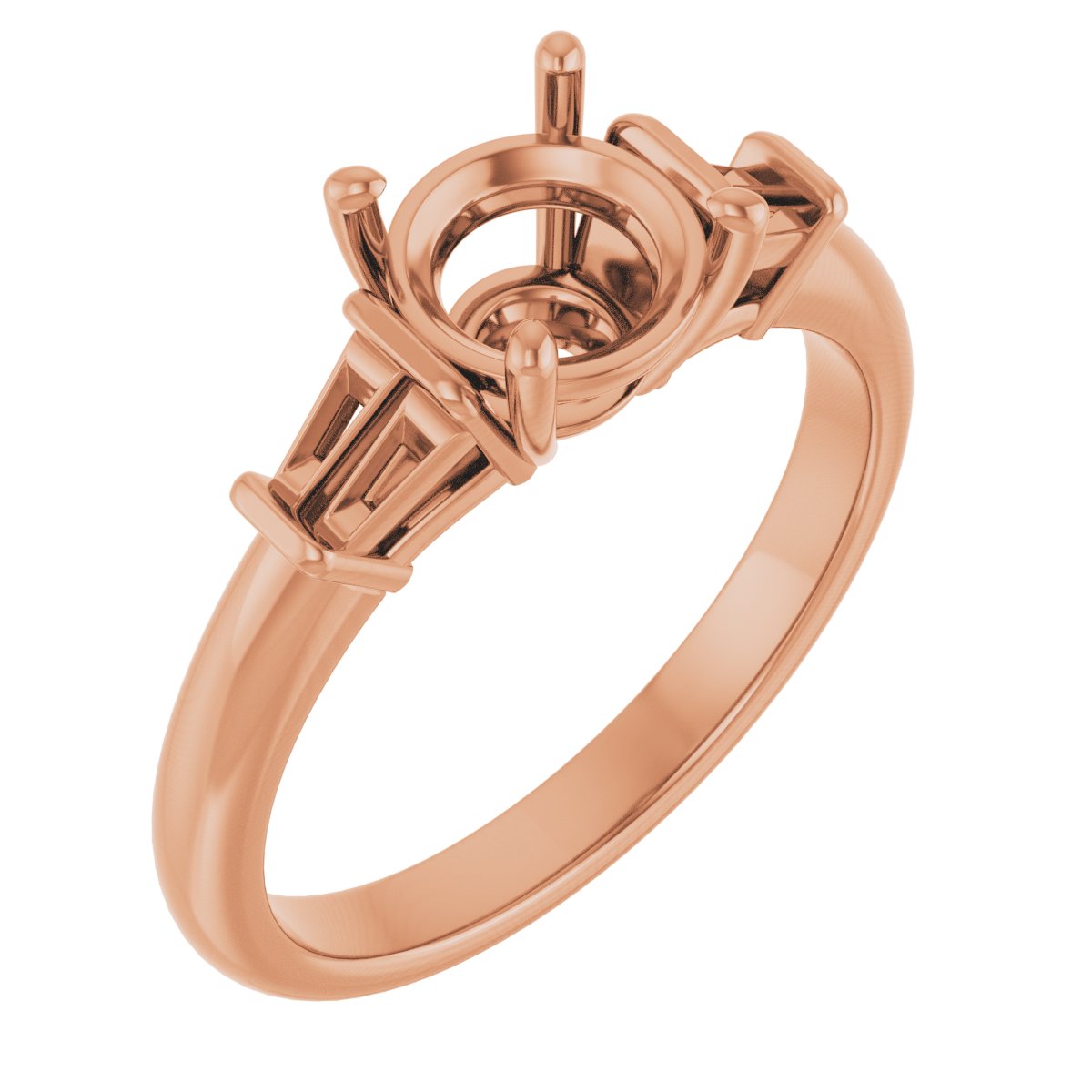 Baguette Accented Engagement Ring