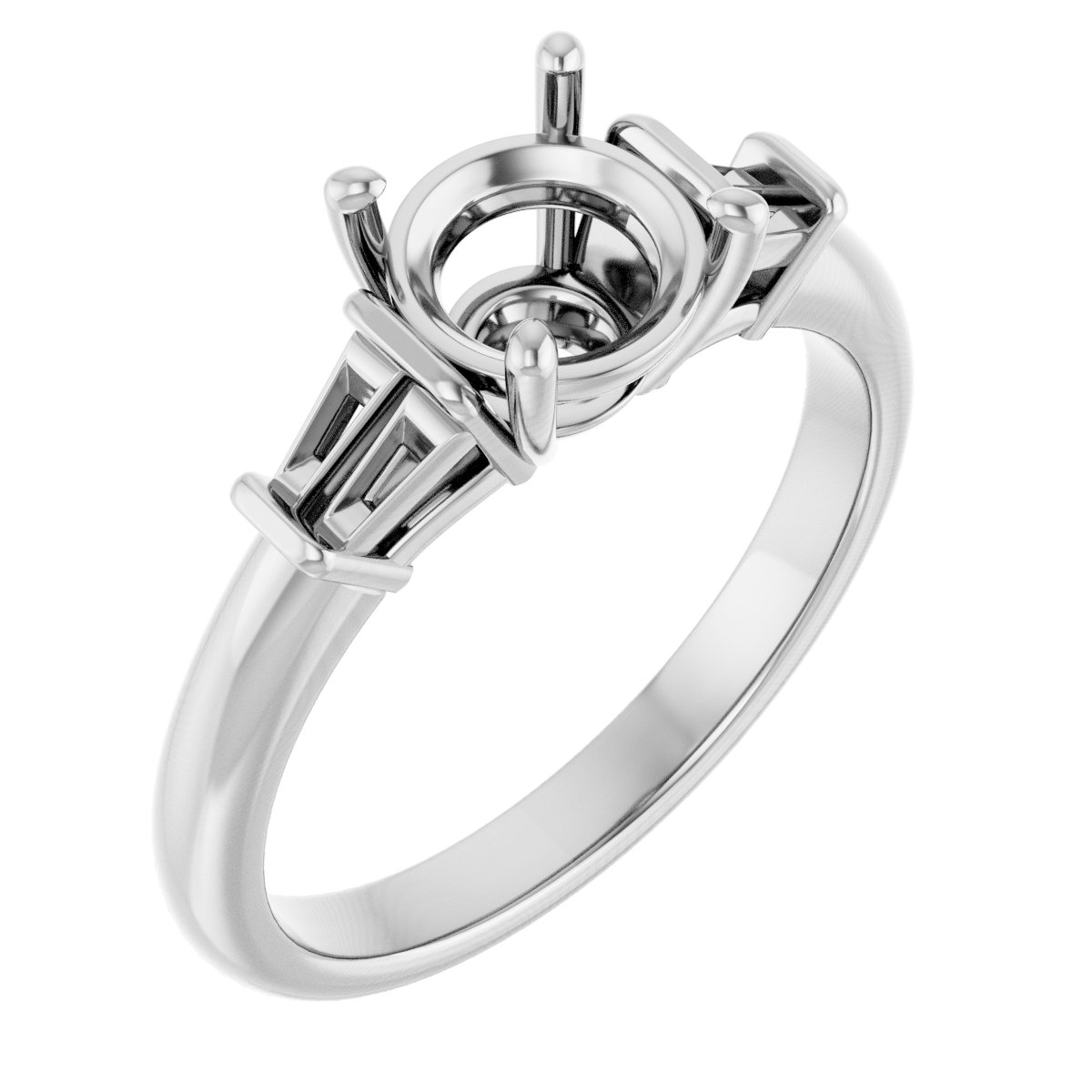 Baguette Accented Engagement Ring