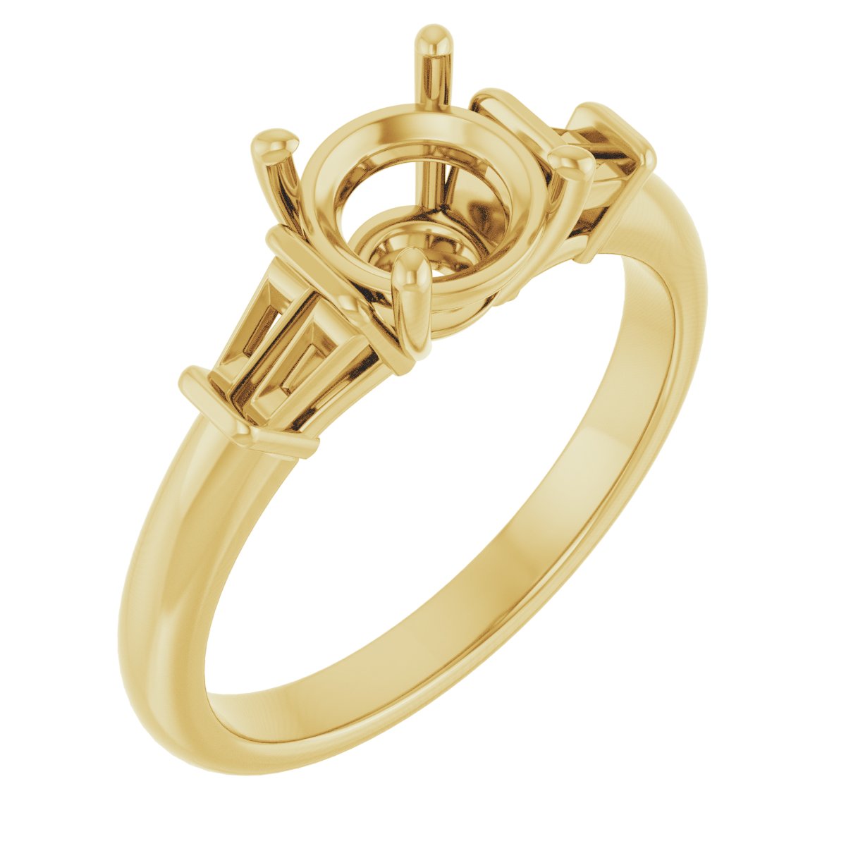Baguette Accented Engagement Ring