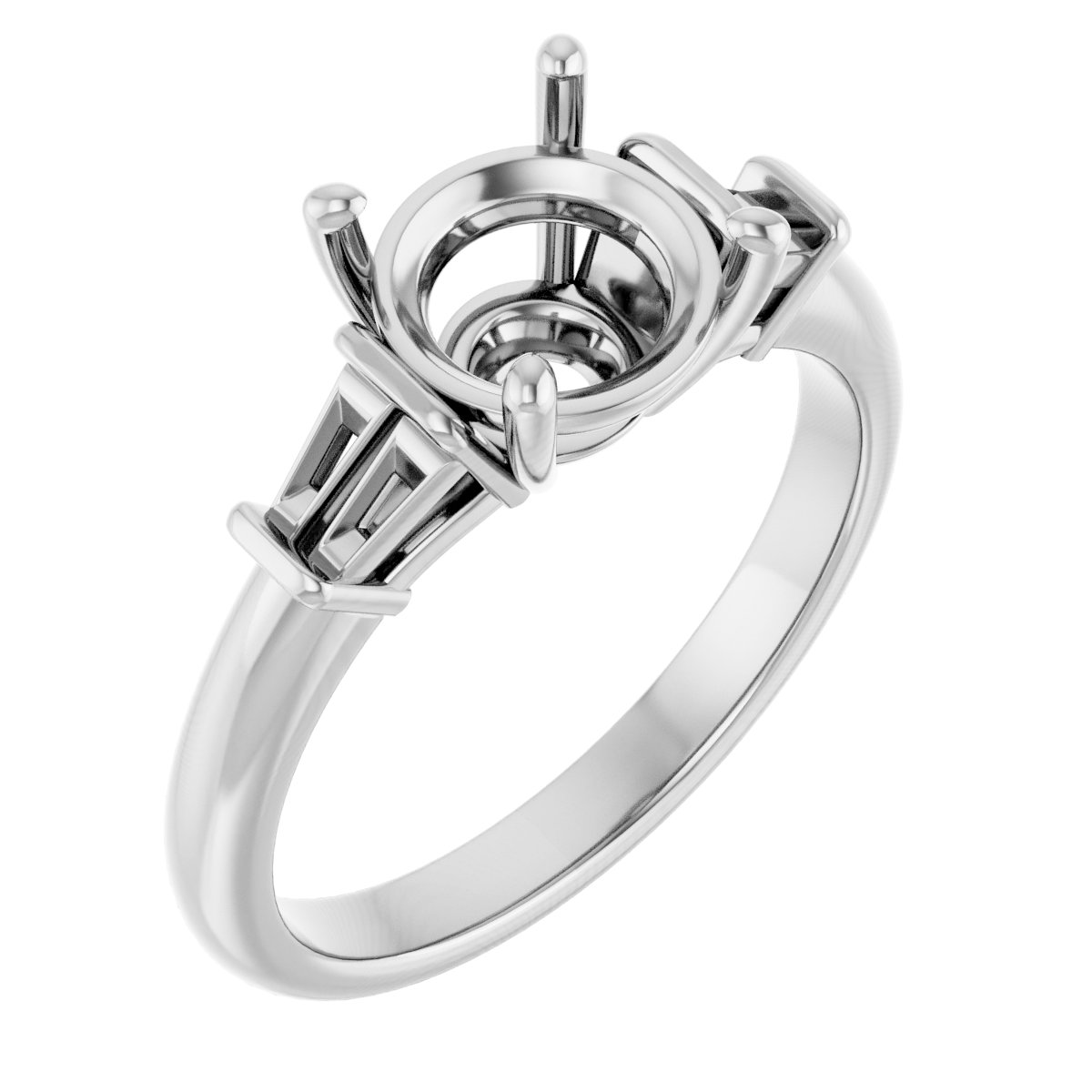 Baguette Accented Engagement Ring