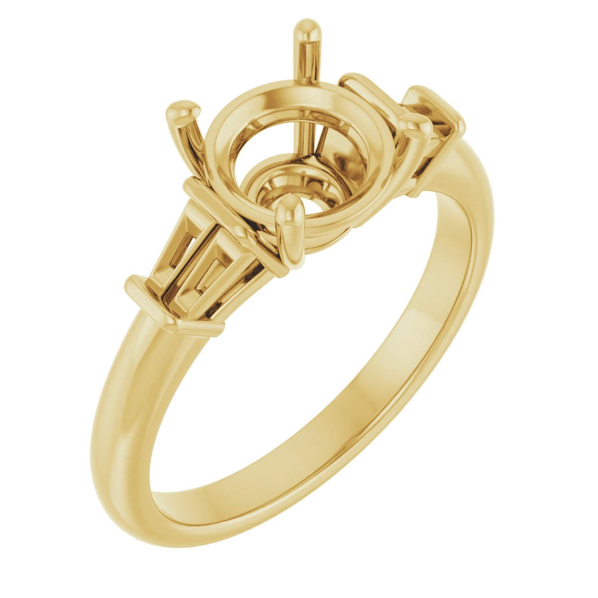 Baguette Accented Engagement Ring