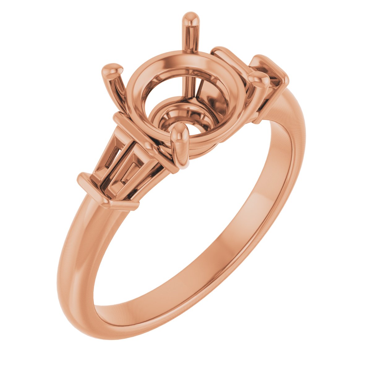 Baguette Accented Engagement Ring