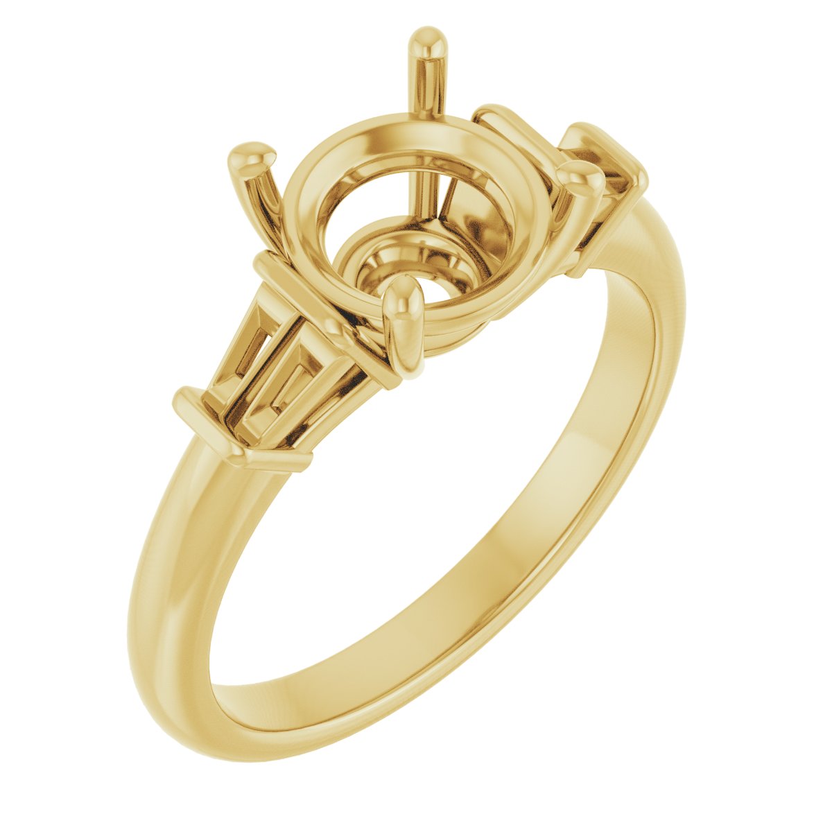 Baguette Accented Engagement Ring