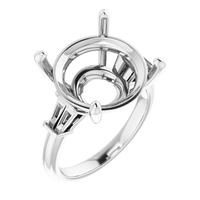 Baguette Accented Engagement Ring